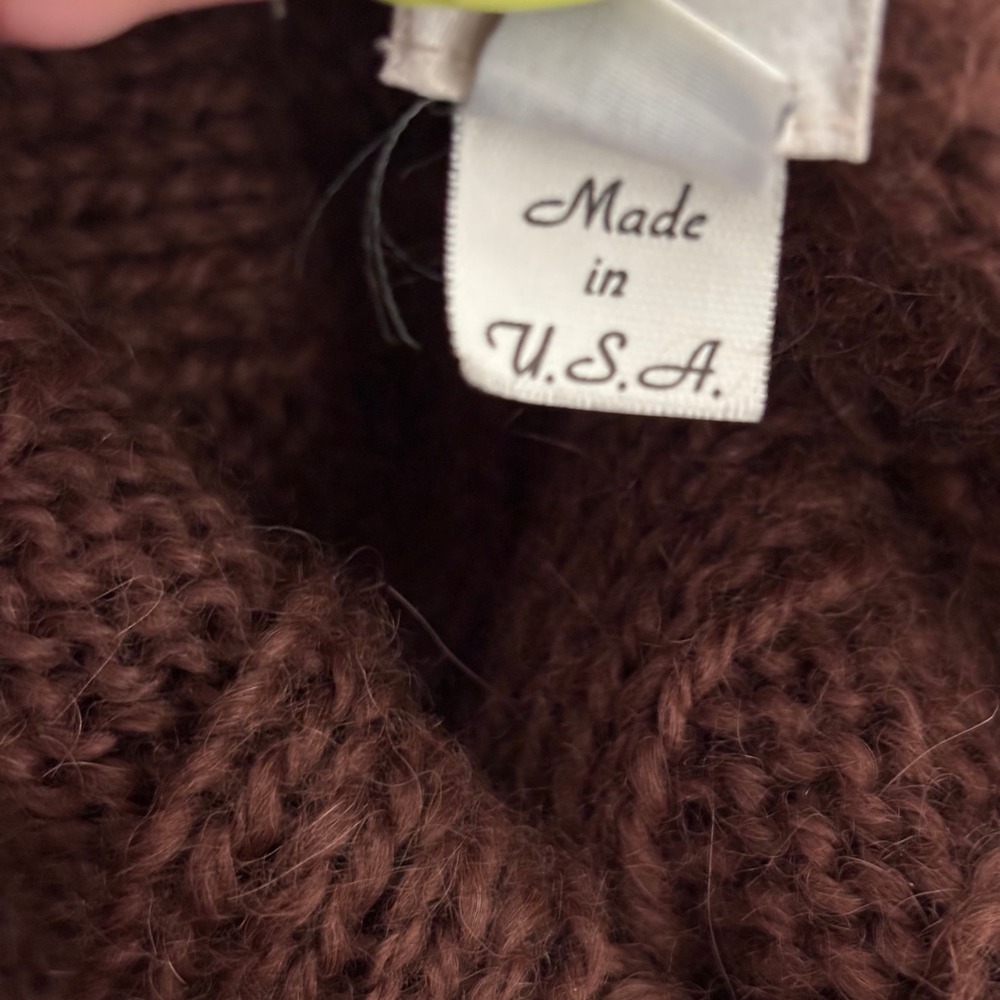 Vtg 90s Wool Alpaca Leather Sweater Sz M Brown Boho‎ Luxe Festival Embellished - Picture 9 of 9